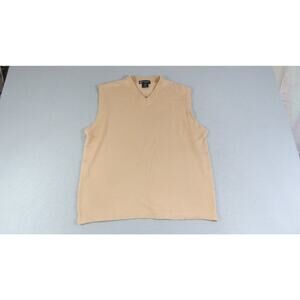 Bachrach Italy Sweater Vest Mens L Merino Wool Tan V Neck Luxury Preppy Classic